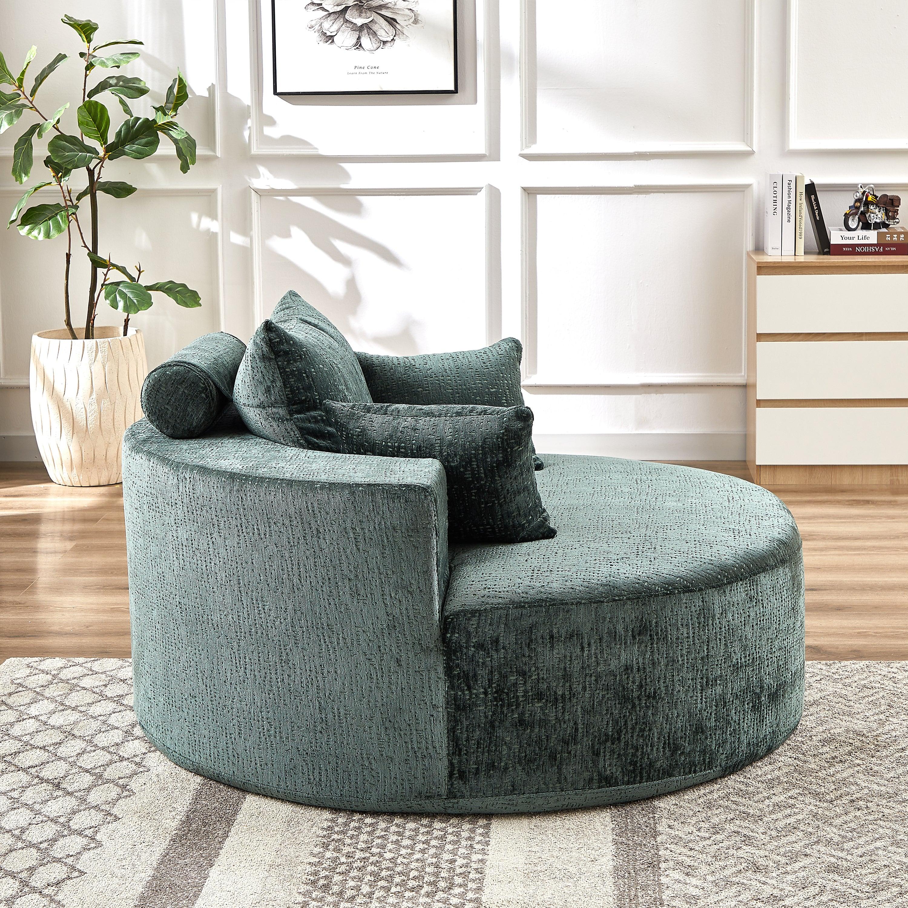55'L Chenille Sponge single sofa,No Assembly Required,Fluffy Modern Sleeper Chair for Living room, Bedroom, Lounge and Projection Room(Not a swivel chair.) - Eloy Royal