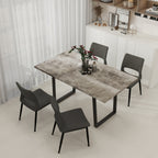 62.9 Inch Rectangular MDF Dining Table and Chair Set with 4 Grey PU Cushion Black Metal Leg Chairs - Sturdy, Easy to Assemble for Kitchen & Dining Room