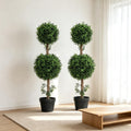 Stylish Artificial Topiary,Double-Ball Topiary Tree in Pot,Chic Artificial Ball Boxwood Topiary Trees(Only 2Pcs Artificial Plant)