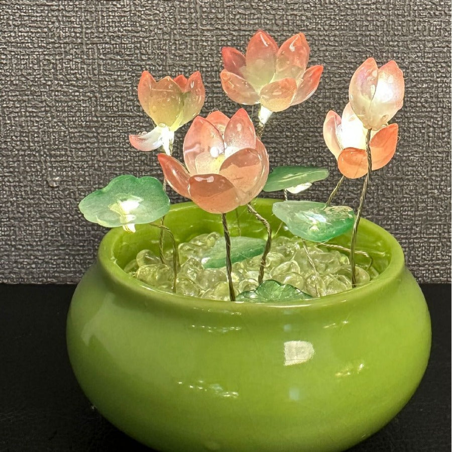 Glass Lotus Small Night Lamp Diy Lotus Ornaments - Eloy Royal