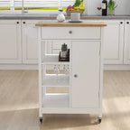 Kitchen island rolling trolley cart with Adjustable Shelves and towel rack rubber wood table top - Eloy Royal