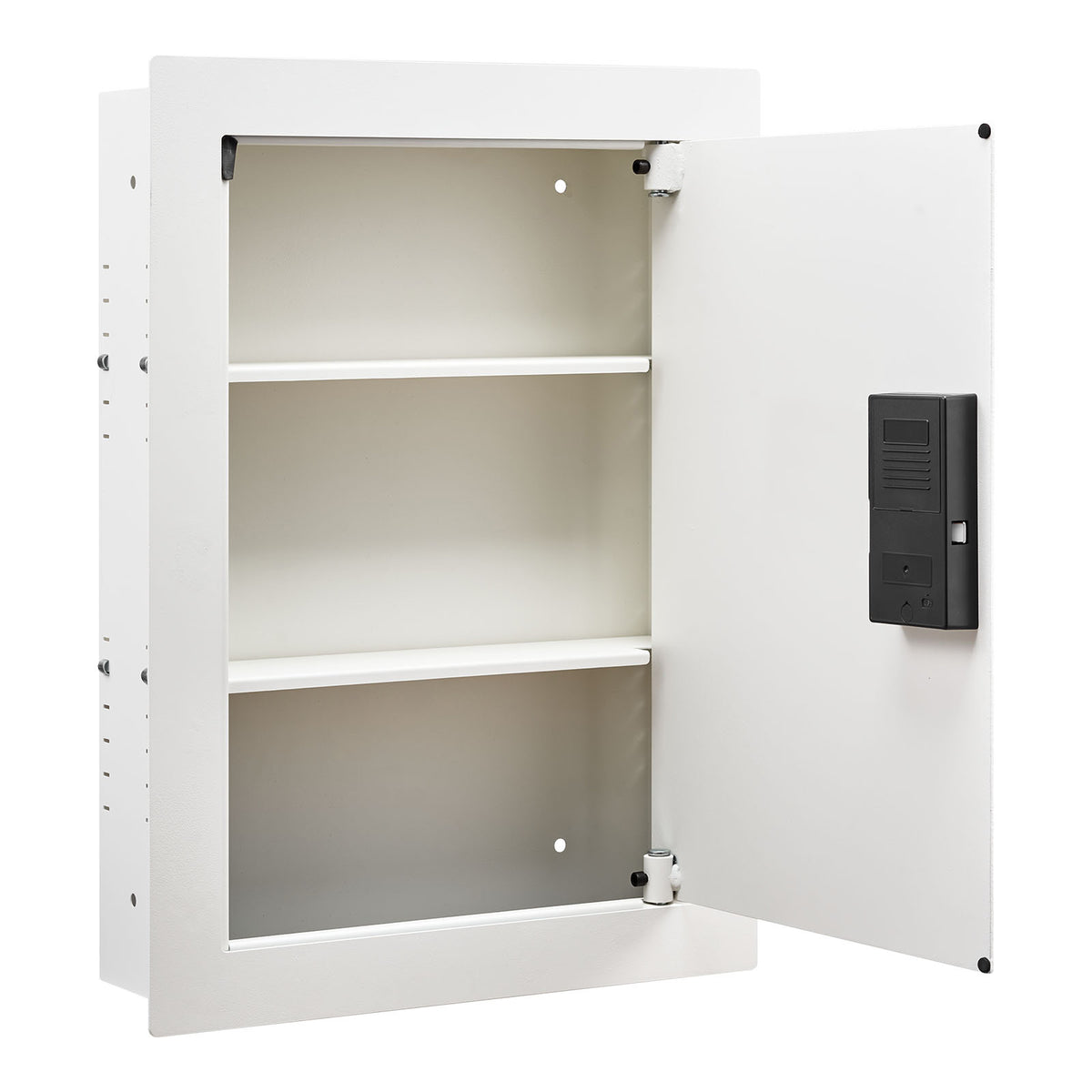 0.83 sq.ft Wall Safe, 3-Tier Hidden Wall Safe with Password, Key & Turning Knob, Q235 Cold-Rolled Steel In-Wall Box with Adjustable Shelves & Mounting Holes for Money, Jewelry, Passport, White