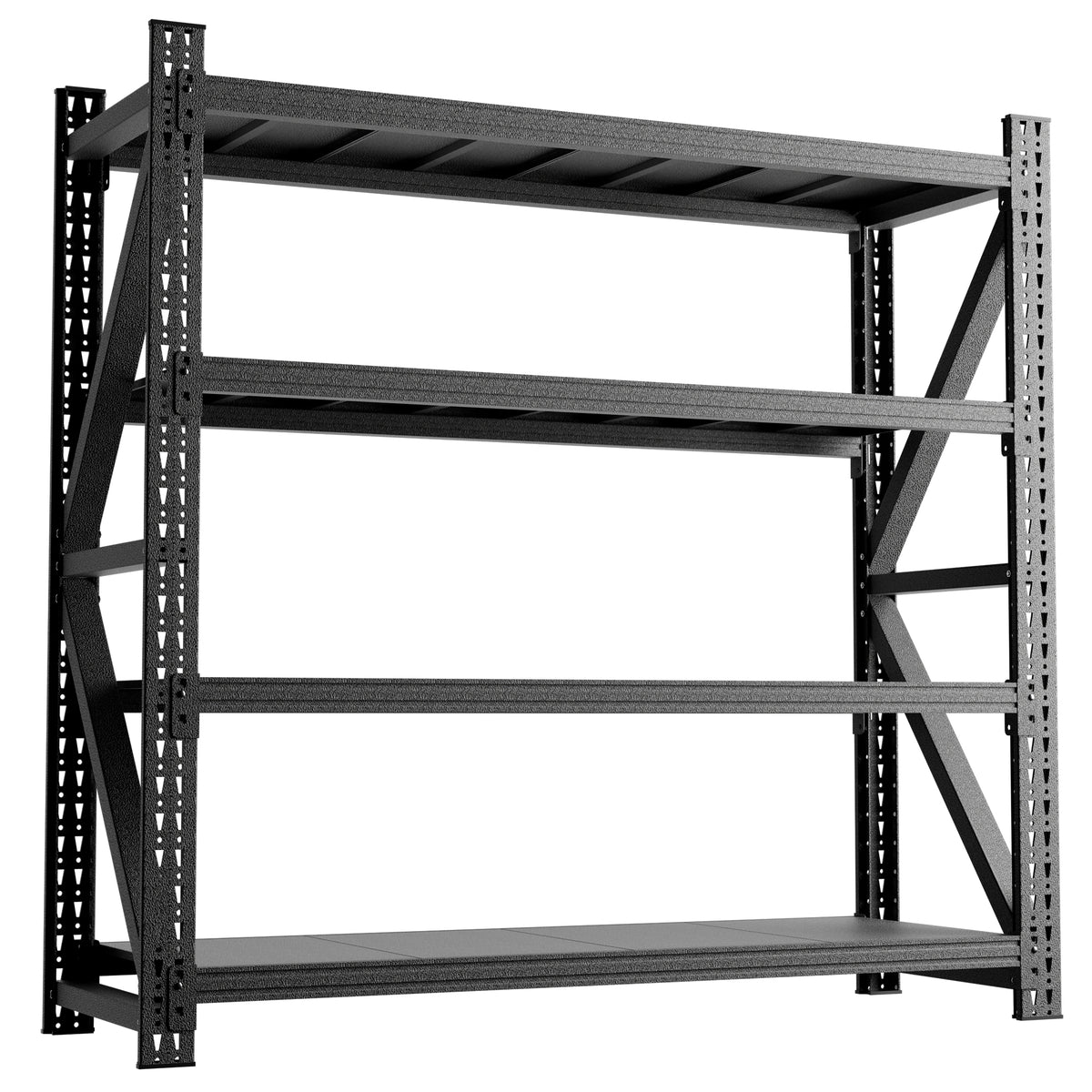 Heavy Duty Industrial Shelving Unit 4000LBS Black Metal Storage Rack 69H x 71W x 23.7D Adjustable Garage Shelves
