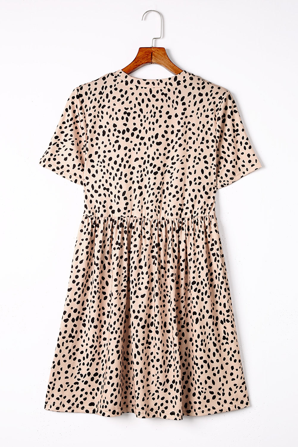 Khaki Short Sleeve Casual Leopard Print Dress for Women - Eloy Royal