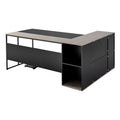 L-Shaped Executive Desk, Large Modern Office Table with Drawers & Storage Cabinet, Heavy Duty Wooden Executive Table with CPU Stand, 350 LBS Load Capacity, Easy Assembly, for Work Study Writing