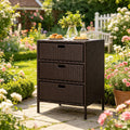 Outdoor Towel Rack,3 Drawers Cabinet Organizer,Rattan Storage Cabinet