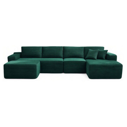 134' Modern Minimalist Modular Sectional Couch, Comfort L Shaped 4-Seat Lounge Sofa with Ottoman, Right Hand Facing