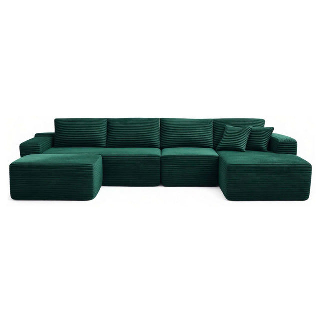 134' Modern Minimalist Modular Sectional Couch, Comfort L Shaped 4-Seat Lounge Sofa with Ottoman, Right Hand Facing