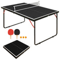 Foldable 4.5FT Table Tennis Table, Suitable Ping Pong Table with Net and 2 Table Tennis Bats Easy to Store Black
