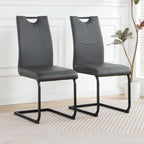 Modern Charcoal PU dining chair living room chair upholstered chair, black metal chair leg design, kitchen, living room, bedroom, dining room side chair (Set of 2)