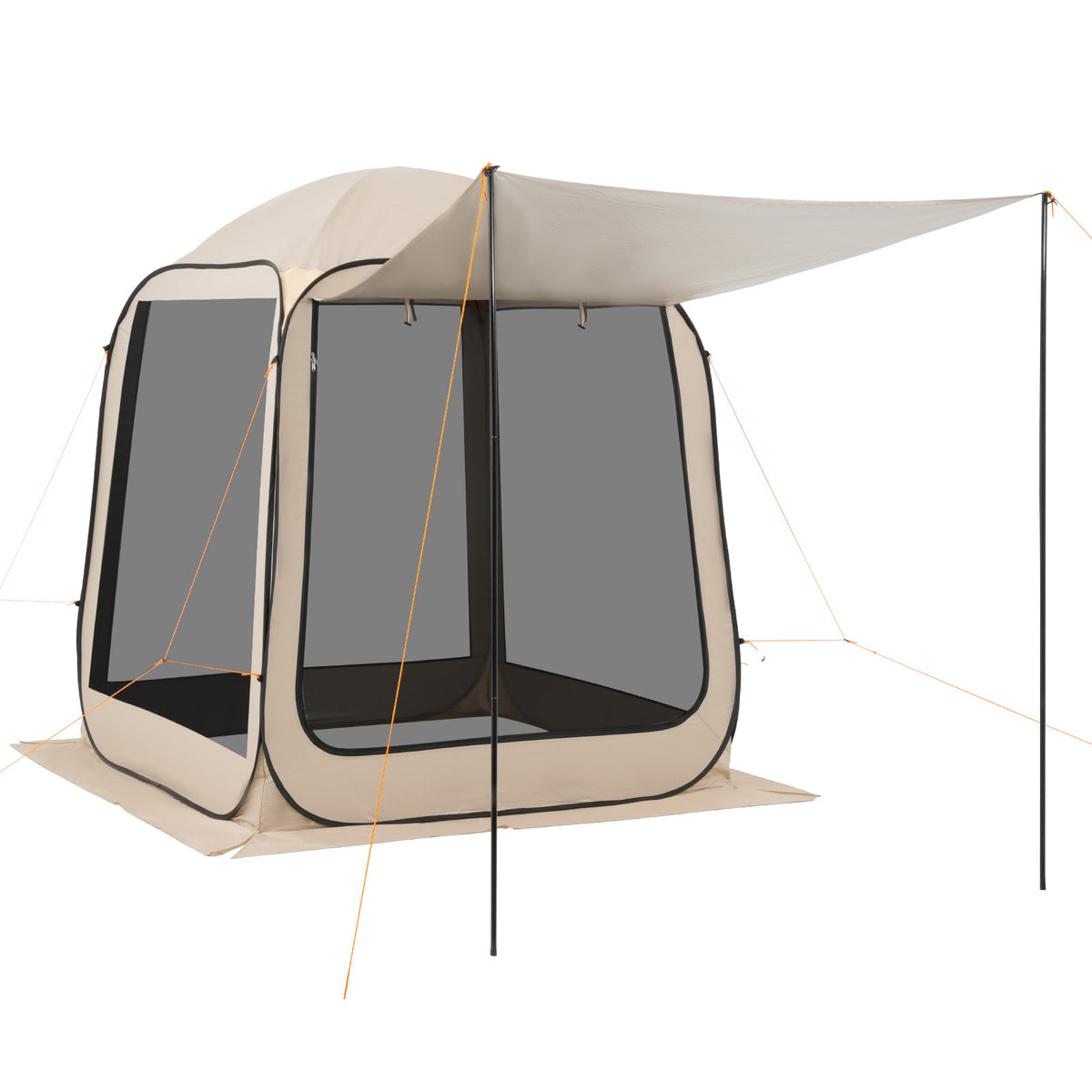 Screen House Tent, 6 x 6 ft, 4-6 Person Pop Up Screen Tent with Extended Awning, Portable Screened in Canopy with Carry Bag, Netting Sides, for Patio, Backyard, and Outdoor Activities, Beige
