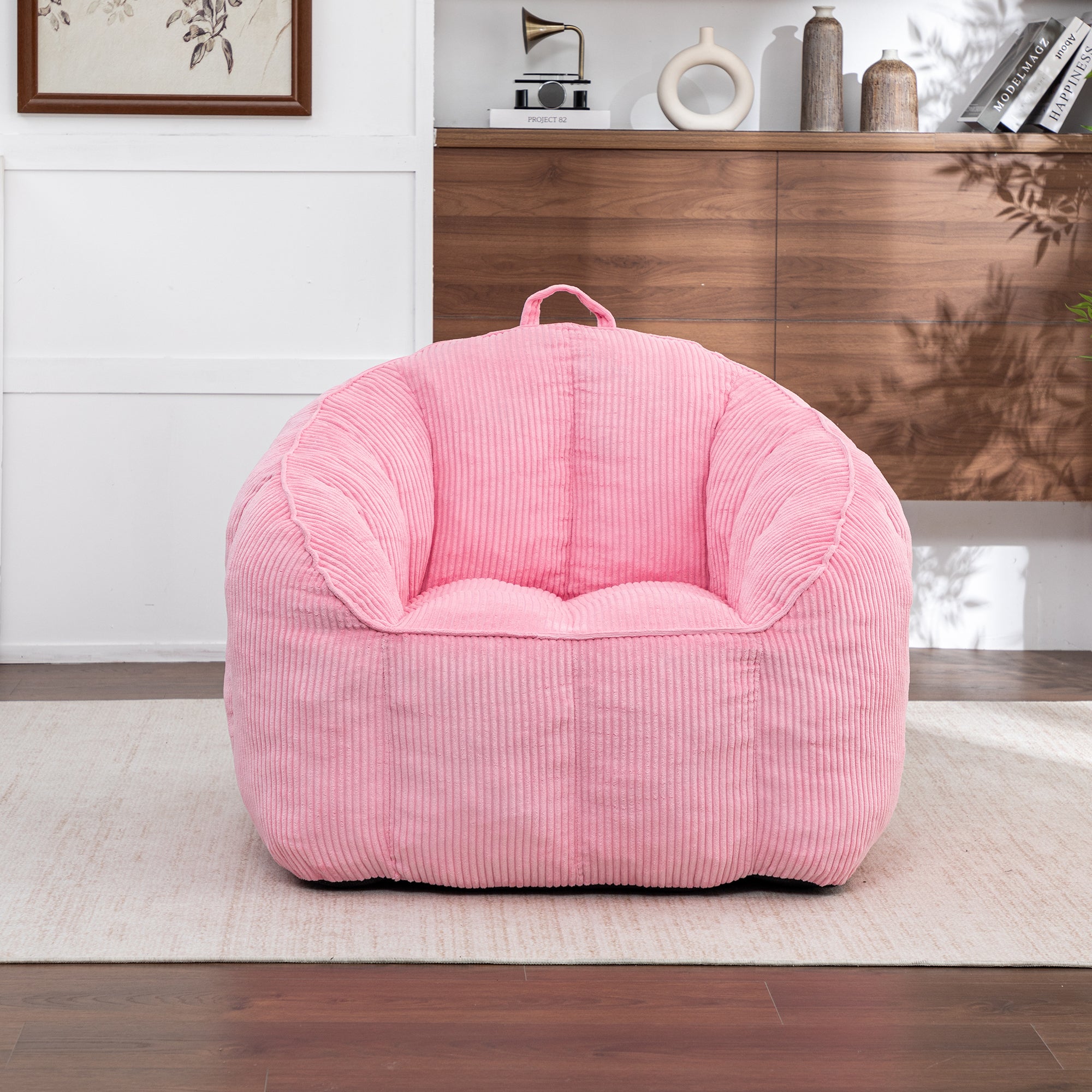 Giant Bean Bag Chair Sofa for Adults Teens, Comfy Corduroy Large Bean Bag Chairs with Armrests for Bedroom Living Room, Adult BeanBag Lazy Sofa Couch Chairs with Filler Included