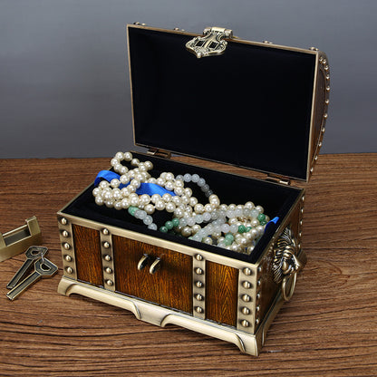 Retro Chinese Style Wedding Jewelry Box Alloy Hand Jewelry Storage Box With Lock