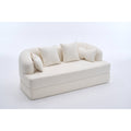 2-in-1 Foldable Sofa Bed, 70 Inch Boneless Couch Convertible Sleeper in Milk White with Chenille Fabric and High-Density Foam