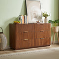 6 Drawers Dresser,55' Wide Modern Chest of Drawers Curved wave Design, Dresser TV Stand, Wood Drawer Organizer for Bedroom, Living Room, Hallway, Walnut,55.12''W x 15.75''D x 31.5''H.