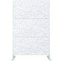 Outdoor & Indoor Privacy Screen Metal Privacy Screen 76' H×48' W, Freestanding Decorative Privacy Screen for Deck Balcony Patio, Privacy Fence Panels for Outside Lawn Garden PS110 WHITE