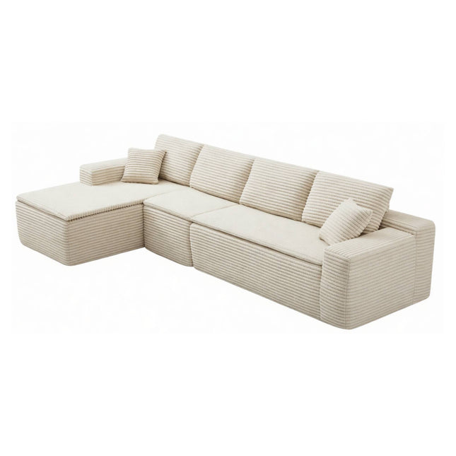 134' Modern Minimalist Modular Sectional Couch, Comfort L Shaped 4-Seat Lounge Sofa with Seat Cushion, Left Hand Facing