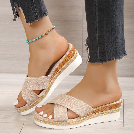 Summer Shoes Women Hemp Wedge Sandals Platform Slippers - Eloy Royal