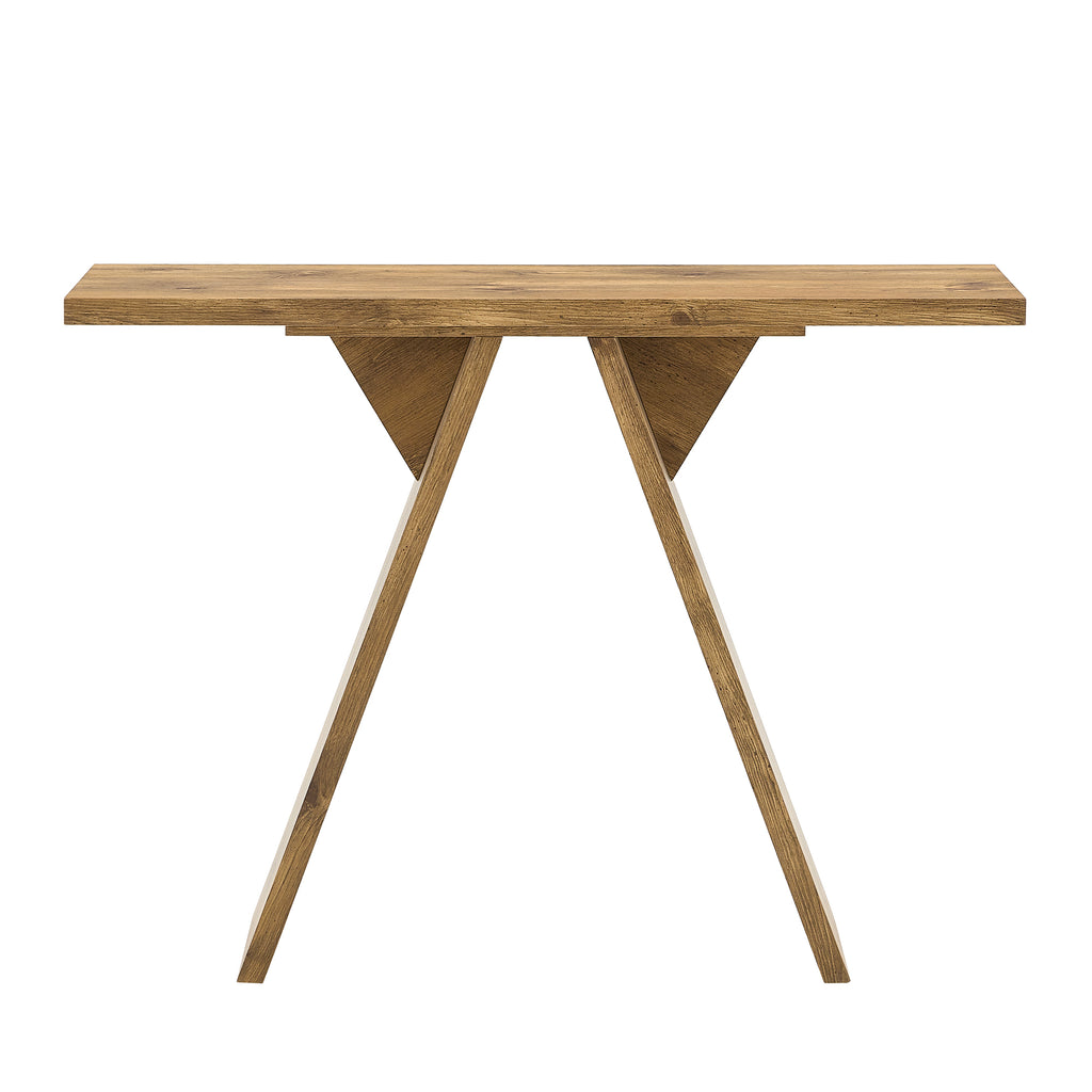 Narrow Console Table with V-Shaped Base in Natural Wood Finish, 43.4-Inch Long Entryway Table for Hallway, Living Room, or Behind Sofa
