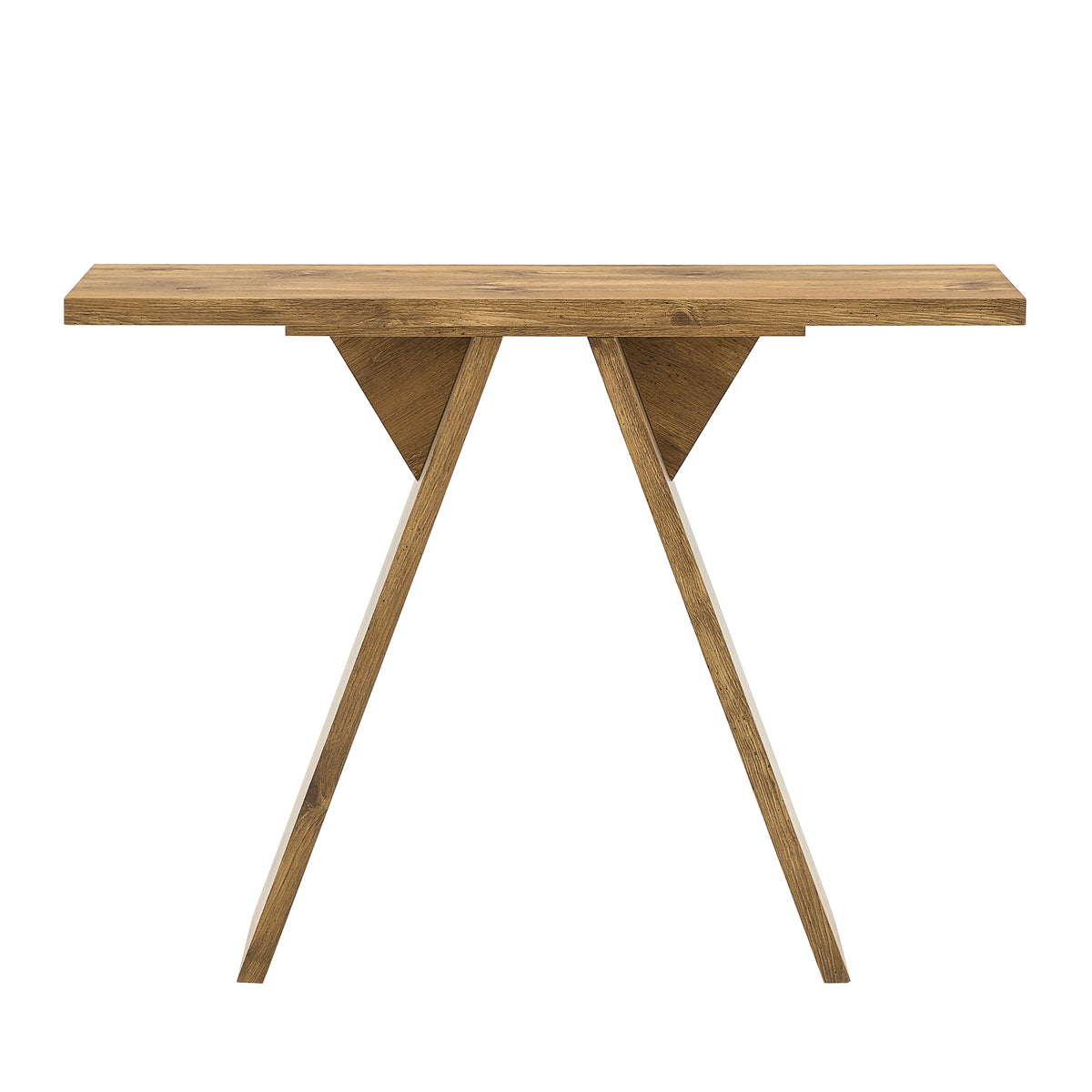 Narrow Console Table with V-Shaped Base in Natural Wood Finish, 43.4-Inch Long Entryway Table for Hallway, Living Room, or Behind Sofa