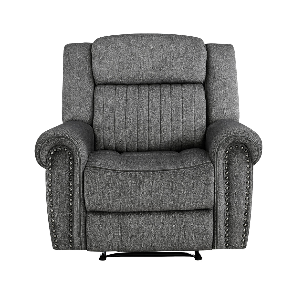 Reclining Chair Plush Comfort Charcoal Gray Microfiber Upholstery Solid Wood Living Room Furniture 1pc