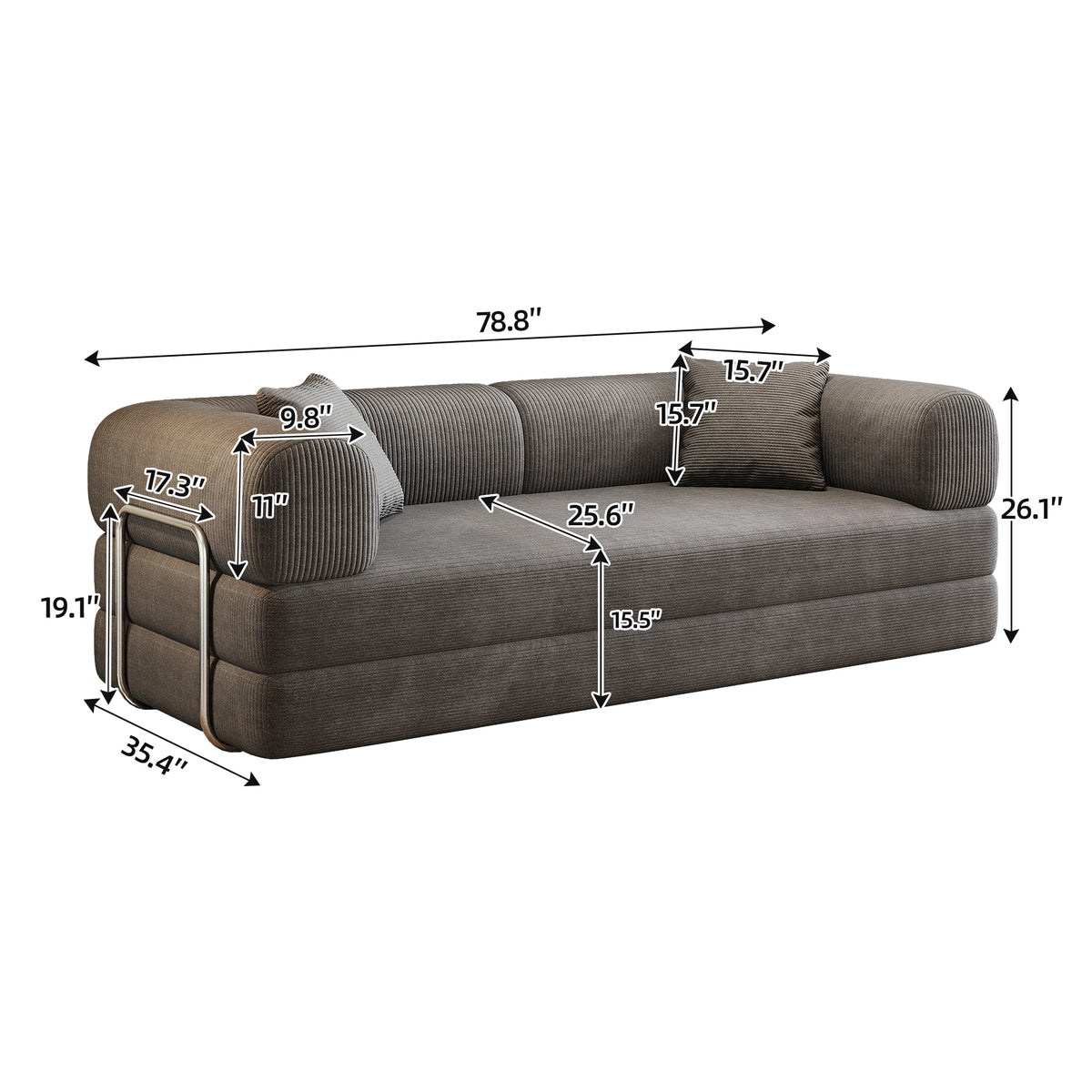 Drift grey corduroy convertible floor sofa, view 8