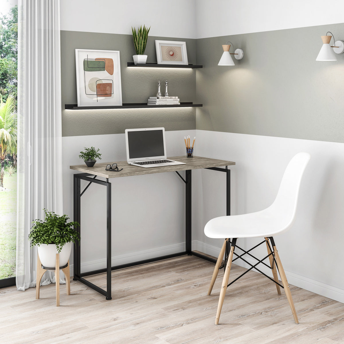 Space Saving Folding Desk - Grey