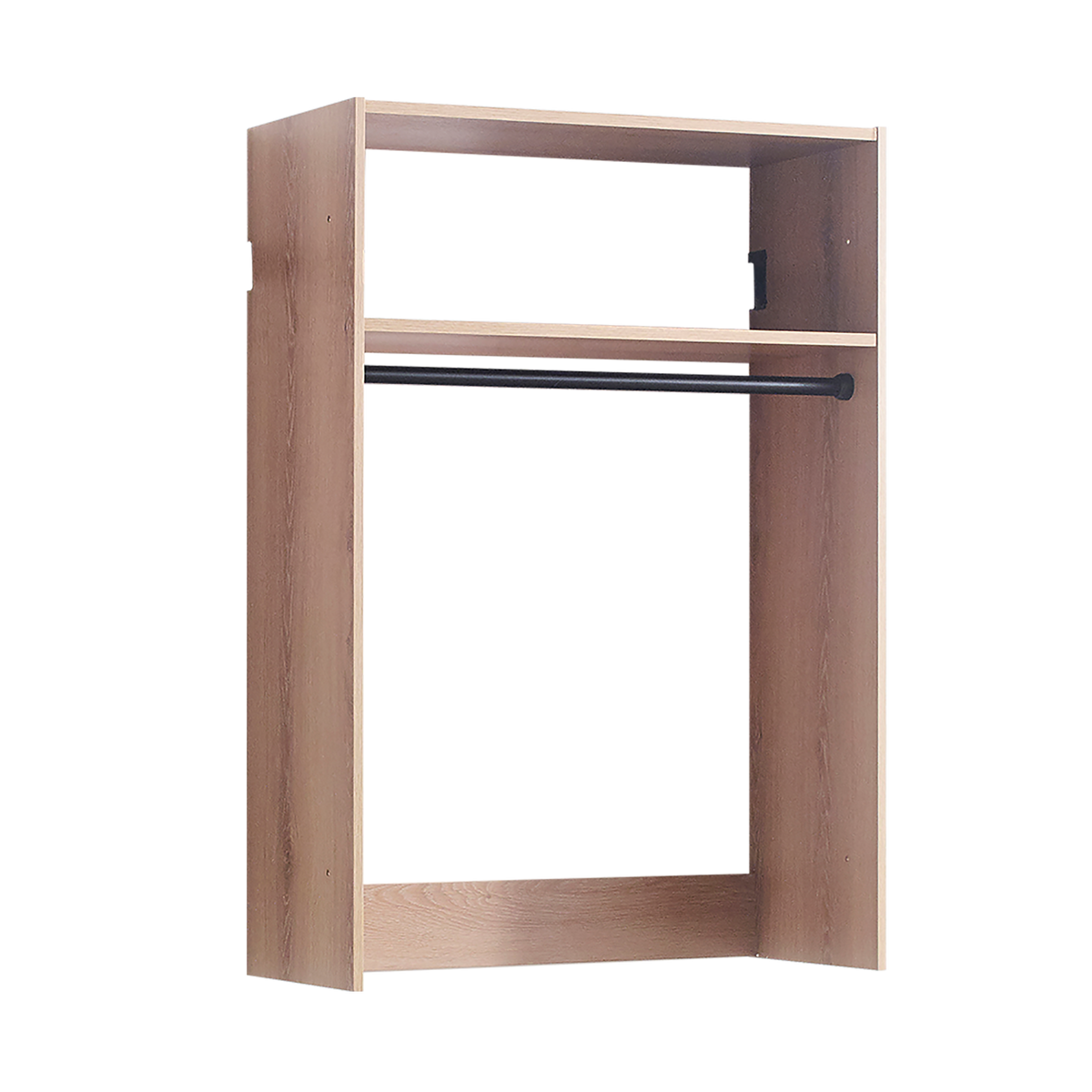 Devi Oak Wall Mounted Wood Closet System with Modular Units and Oak Finish