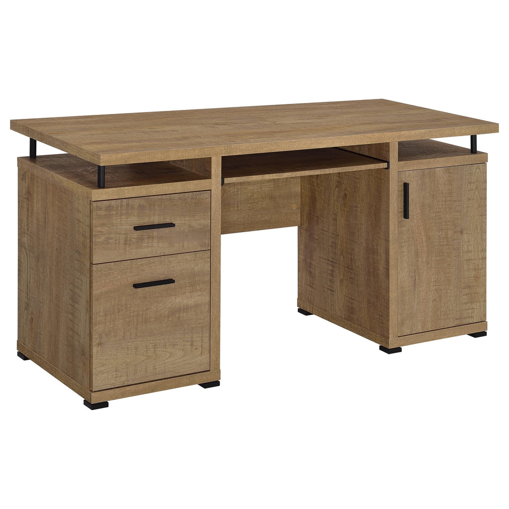 Swan Mango 55-inch 2-Drawer Computer Desk with Raised Top in Warm Mango Wood Finish, Engineered Wood Construction