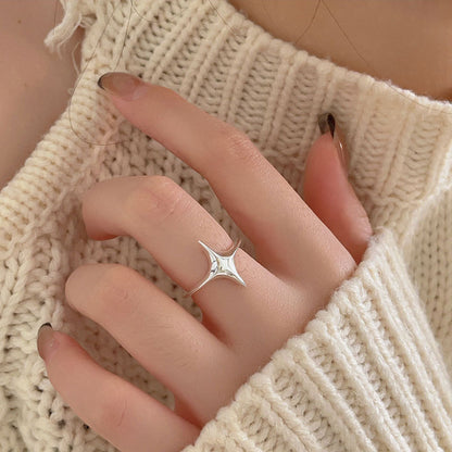 Simple 925 Sterling Silver Star Ring Personality