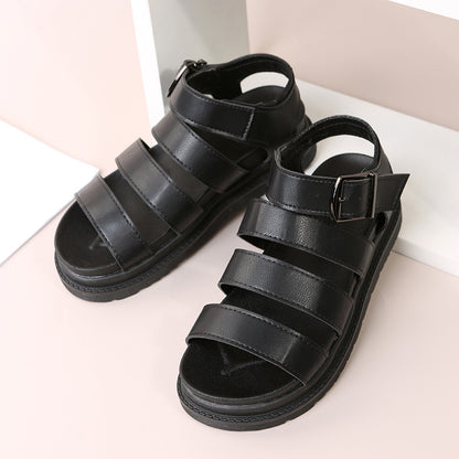 Buckle Sandals Flat PlatformThick Bottom Shoes Women Summer - Eloy Royal