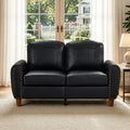 59' Classic Living Room Sofa Loveseat Faux Leather Couch,Rolled Arm Sofa with Nails,Solid Wood Legs,Upholstered Breathable PU Leather Black.