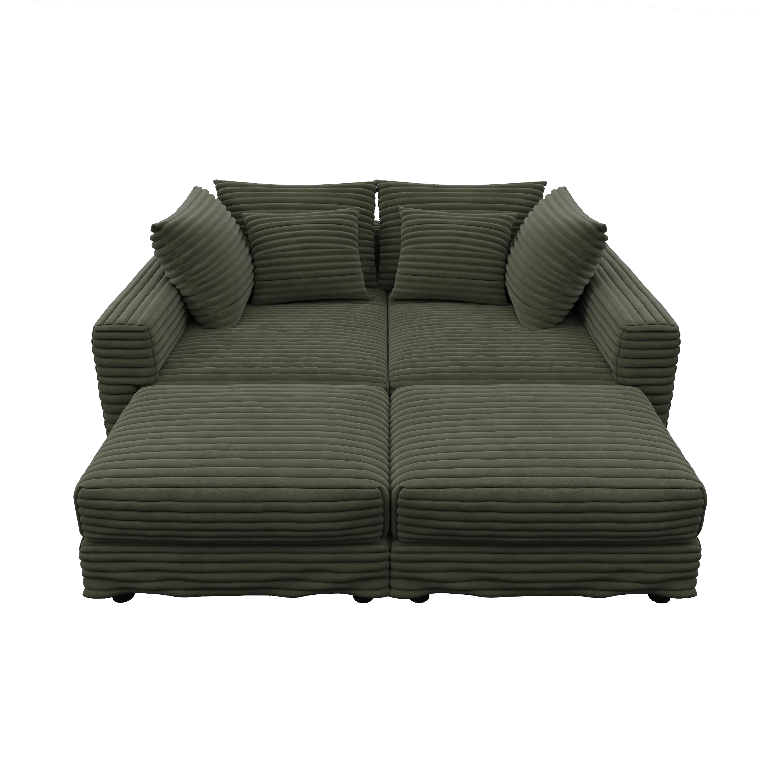 102.4 'Plush Corduroy 4-Seat Sofa,Modern Comfy Upholstered Sofa Cloud Couch,Deep Seat Couches with Soft Pillows and 2 Ottomans,Convertible Sofa Lounge Chair, Green - Eloy Royal