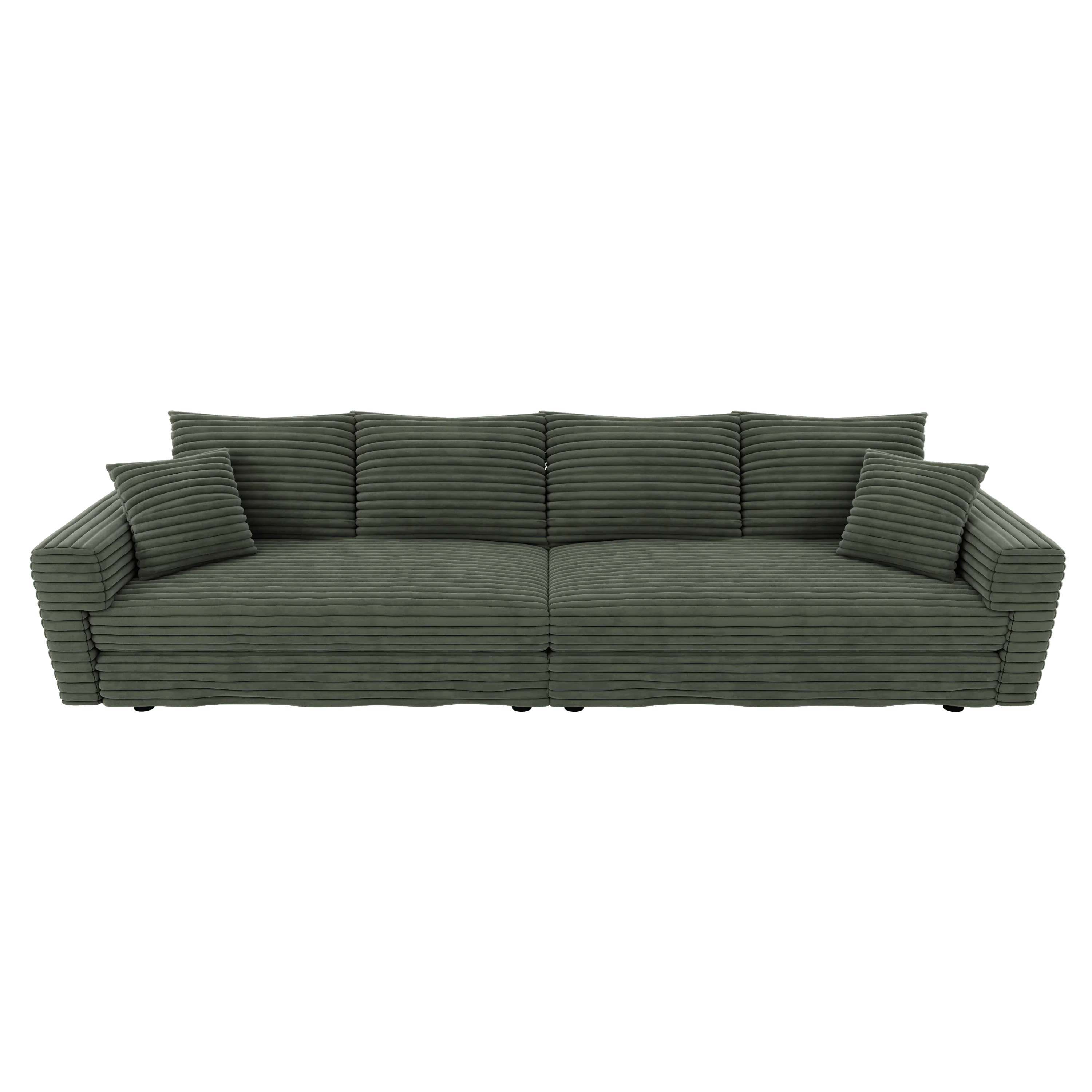 102.4 'Plush Corduroy 4-Seat Sofa,Modern Comfy Upholstered Sofa Cloud Couch,Deep Seat Couches with Soft Pillows and Movable Ottoman,Convertible Sofa Lounge Chair,for Living Room,Apartment,Office,Green - Eloy Royal