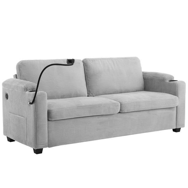 Corduroy Sleeper Sofa Loveseat with Full Size Mattress