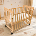 Solid Wood Baby Bassinets Wooden Bedside Bassinet Portable Extendable Mini Baby Crib 3 Adjustable Heights with Mattress for Newborns