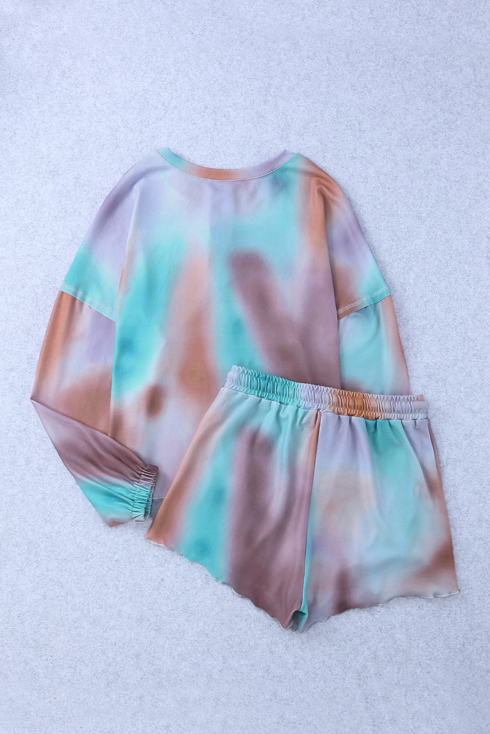 Wholesale Multicolor Tie Dye Top & Drawstring Shorts Loungewear Set - Eloy Royal