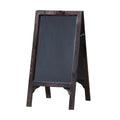 25 Inch Classic Wood Blackboard Stand, Dual Framed, Carved Details, Brown