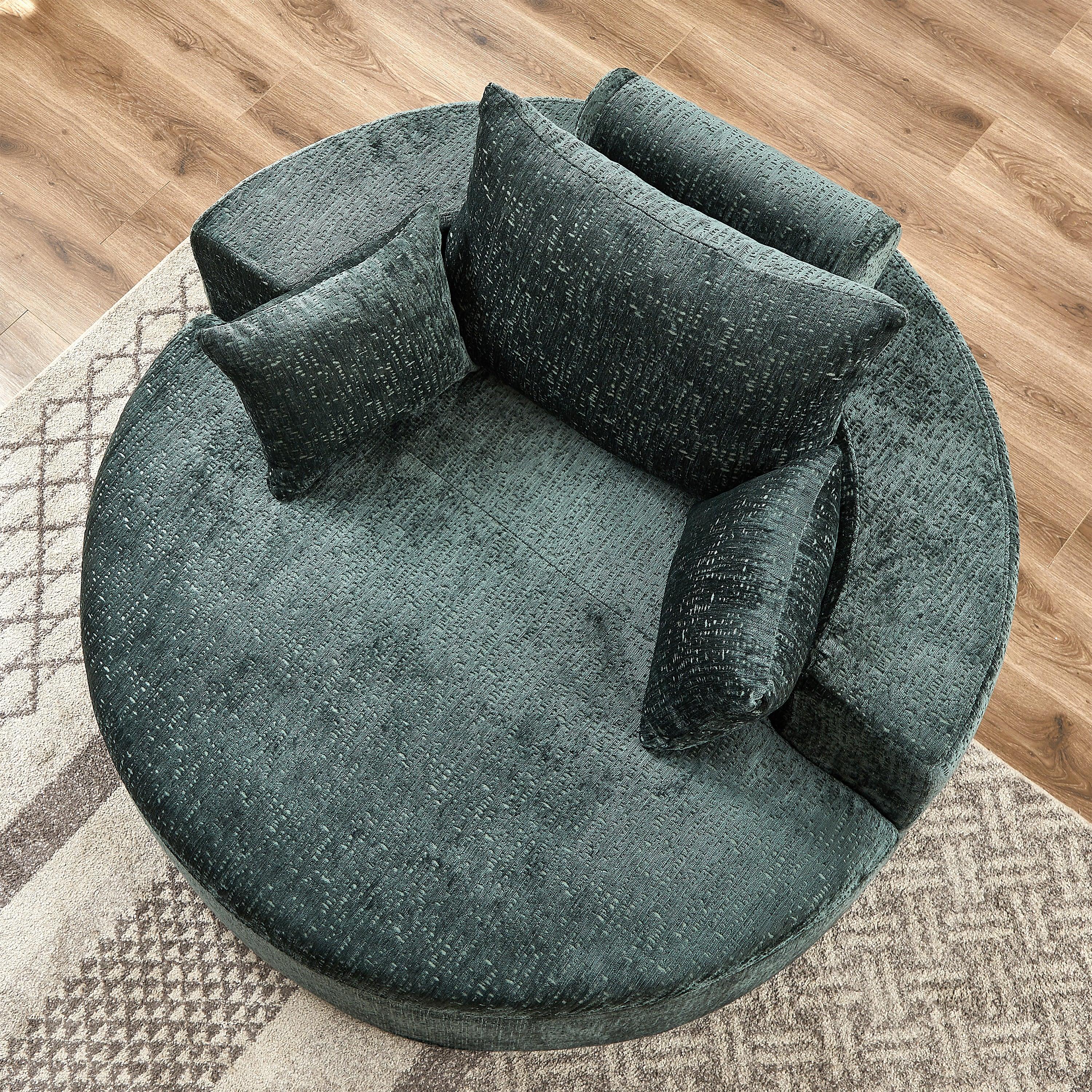 55'L Chenille Sponge single sofa,No Assembly Required,Fluffy Modern Sleeper Chair for Living room, Bedroom, Lounge and Projection Room(Not a swivel chair.) - Eloy Royal