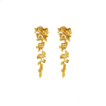 Women's Retro Three-dimensional Flower Tassel Earrings