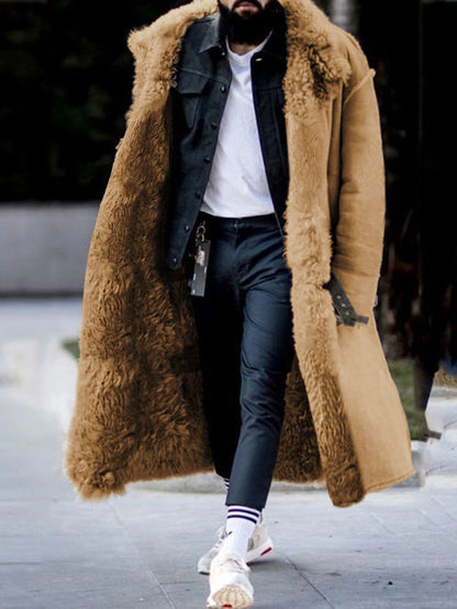 Autumn And Winter Long Thick Furry Coat Lapel Frosted Velvet Keeps Warm