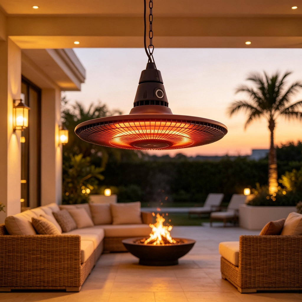 1500W Hanging Electric Patio Heater, IP65 Waterproof Infrared Outdoor Heater with Carbon Fiber Heating Tube and Remote Control for Gazebo Pergola Garden