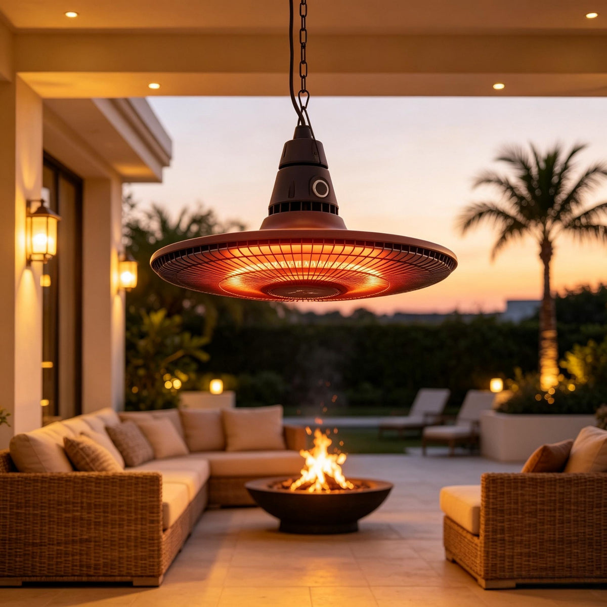 1500W Hanging Electric Patio Heater, IP65 Waterproof Infrared Outdoor Heater with Carbon Fiber Heating Tube and Remote Control for Gazebo Pergola Garden