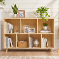Wooden Bookshelf,  2-Tier Bookcase, 7 Cube Storage Organizer, Open Book Shelf with Legs for Home Office, Living Room, Study