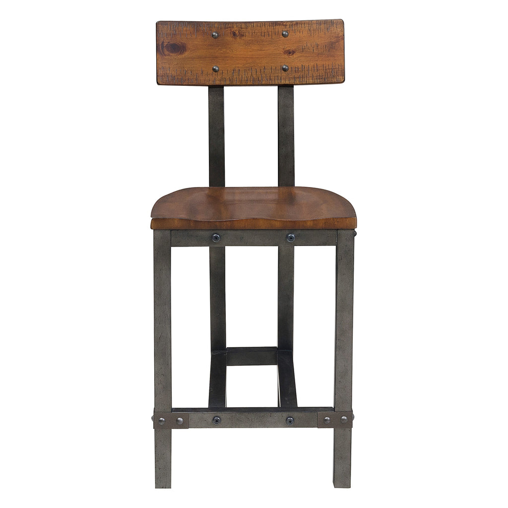 Counter Height Chairs Dining Room Wood Veneer Rustic Set of 8 Brown