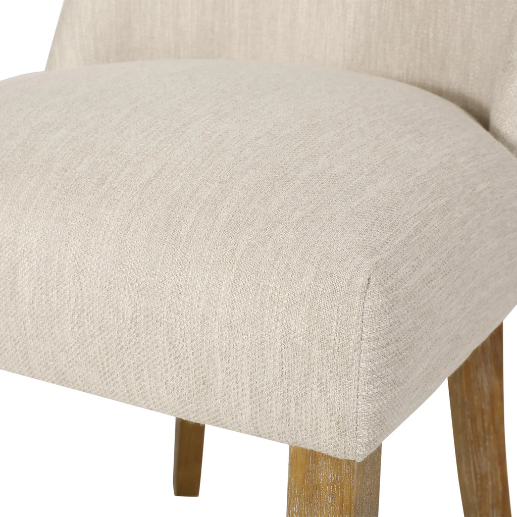 Classic Fabric Dining Chair Beige Upholstery 25x20x35 Inches - Eloy Royal