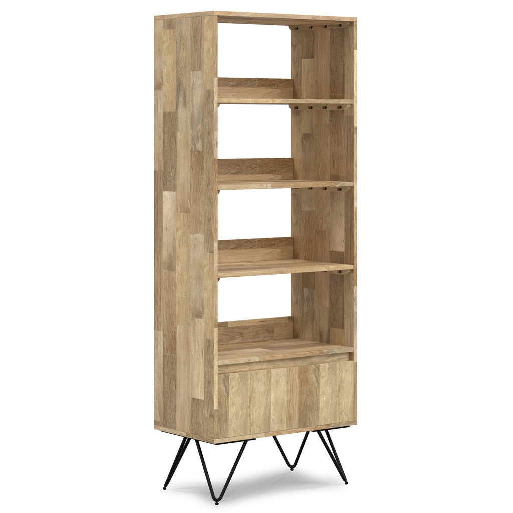 Diaz 64 inch Tall Solid Mango Wood Tall Bookcase in Natural