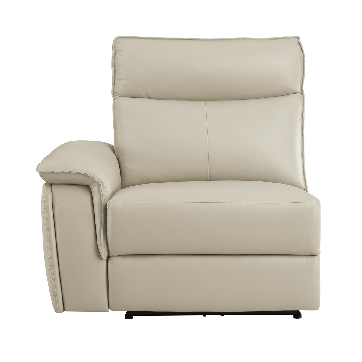 Power Left Side Reclining Chair with Headrest USB Port Leather Taupe