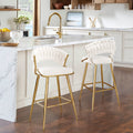25.2' Modern Velvet Counter Stool with Gold Accents, Ergonomic Design & Plush Seat for Kitchen Island & Bar
