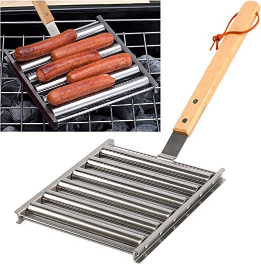 Hot Dog Rack Removable Stainless Steel Roasted Sausage Doll Rack Rolling Barbecue